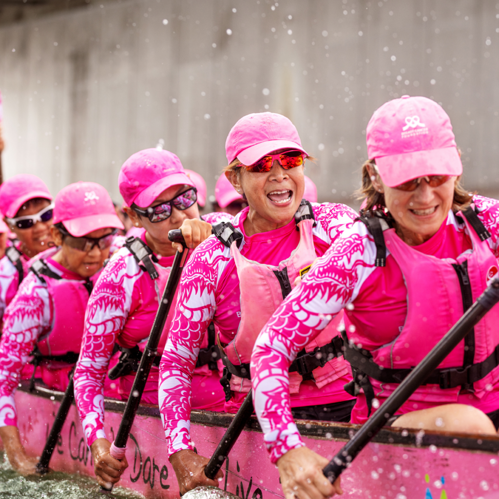 Senior paddling in a dragonboat